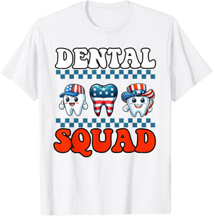 4th Of July American Dental Squad US Flag Patriotic Dentist T-Shirt - T-Shirt | White