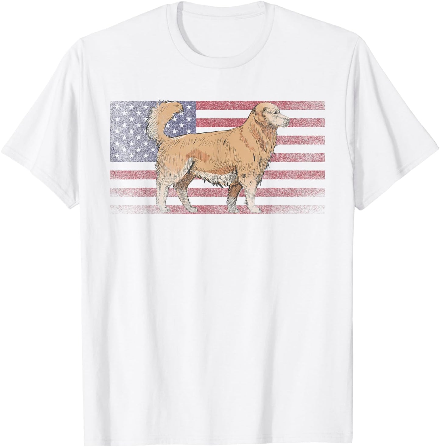 Dog 4th of July American Flag USA Patriotic-Golden Retriever Women Kids Men T-Shirt - T-Shirt | White