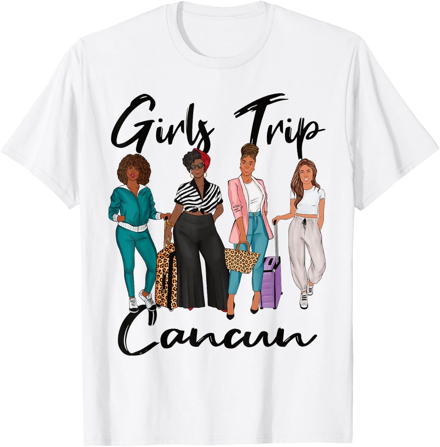 Girls Trip Cancun For Melanin Afro Black Vacation Women T-Shirt - T-Shirt | White