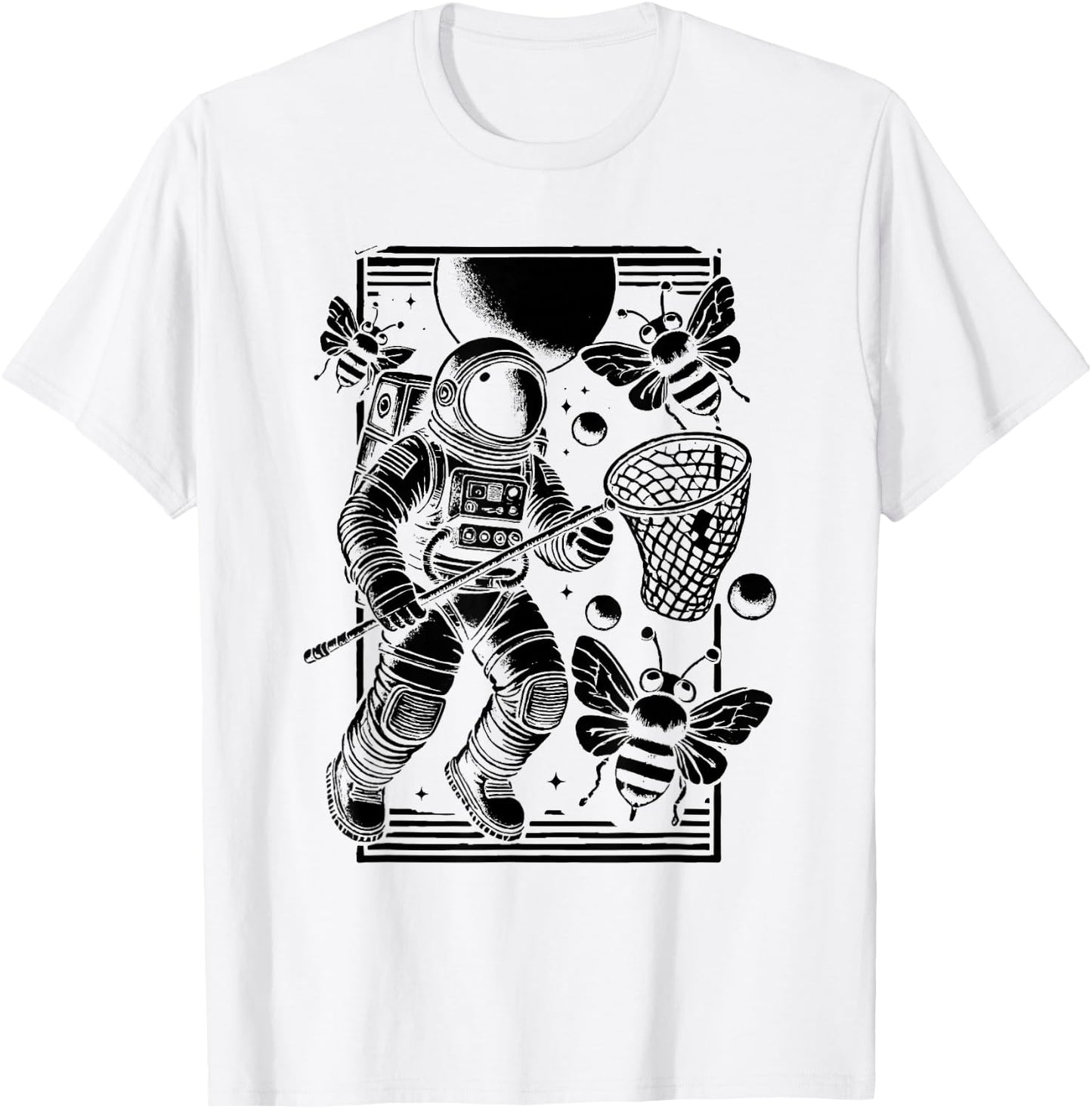 Astronaut Playing With Bugs Entomologist Entomology Bug T-Shirt - T-Shirt | White