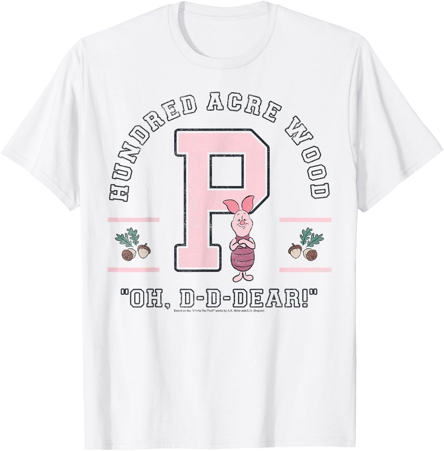 Disney Winnie The Pooh Piglet Hundred Acre Wood Oh D-D-Dear T-Shirt - T-Shirt | White