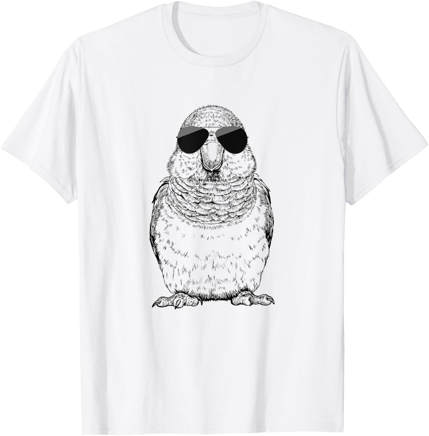 Quaker Parrot Bird with Sunglasses -Adults, Kids T-Shirt - T-Shirt | White