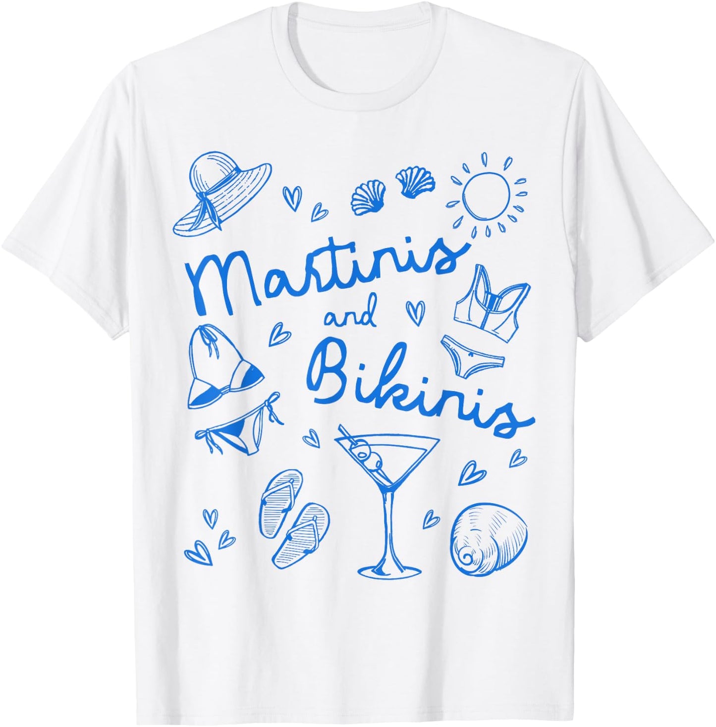 Martinis and Bikinis Beach Bachelorette Team Bride Tini Bach T-Shirt - T-Shirt | White