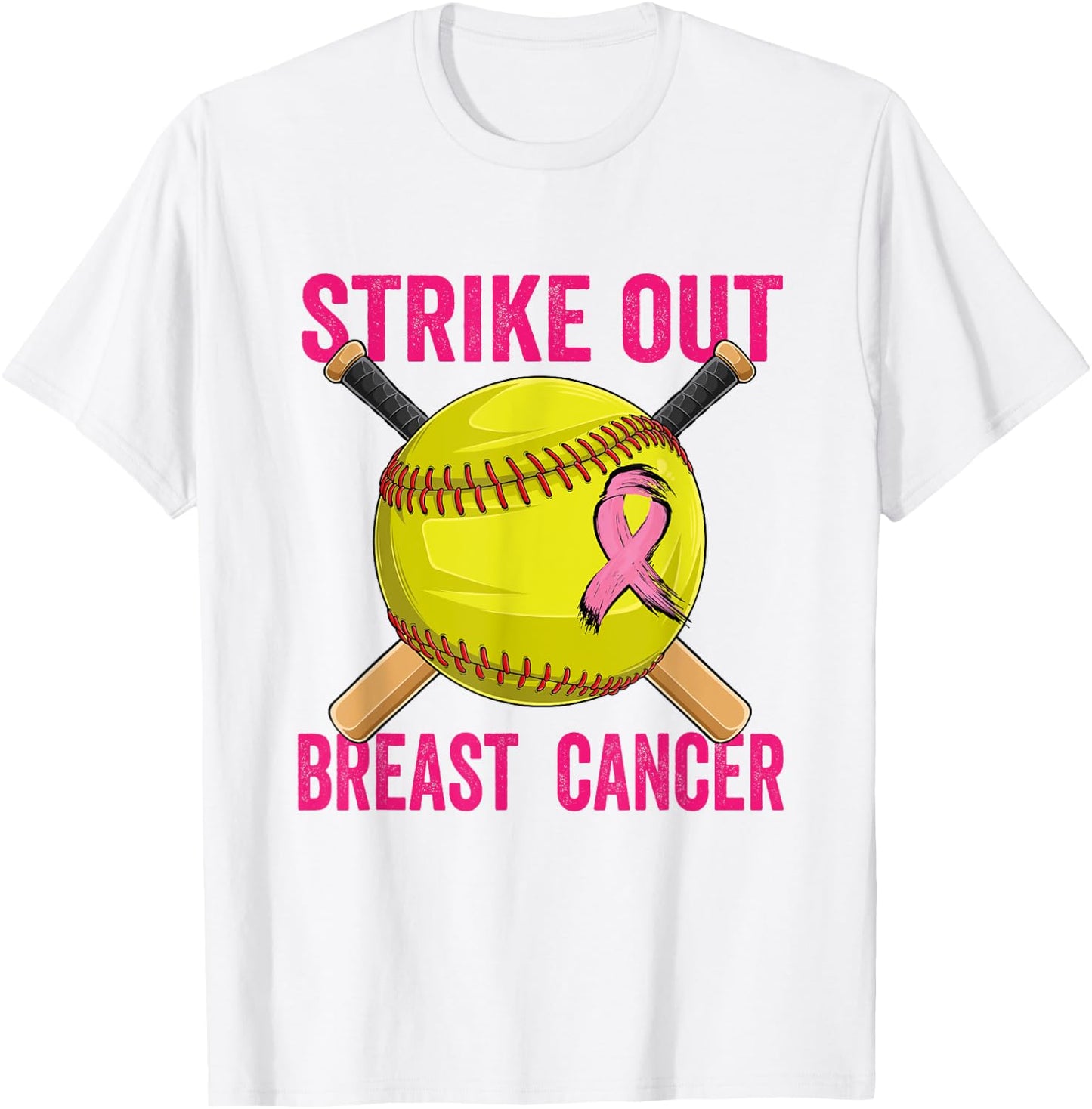 Strike Out Breast Cancer Awareness Softball Fighters T-Shirt - T-Shirt | White