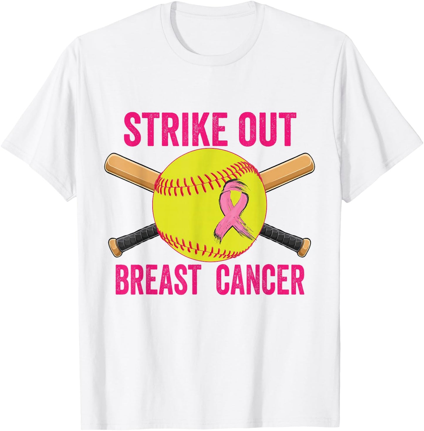 Strike Out Breast Cancer Awareness Softball Fighters T-Shirt - T-Shirt | White