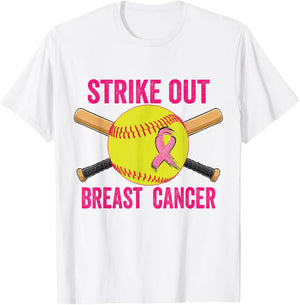 Strike Out Breast Cancer Awareness Softball Fighters T-Shirt - T-Shirt | White