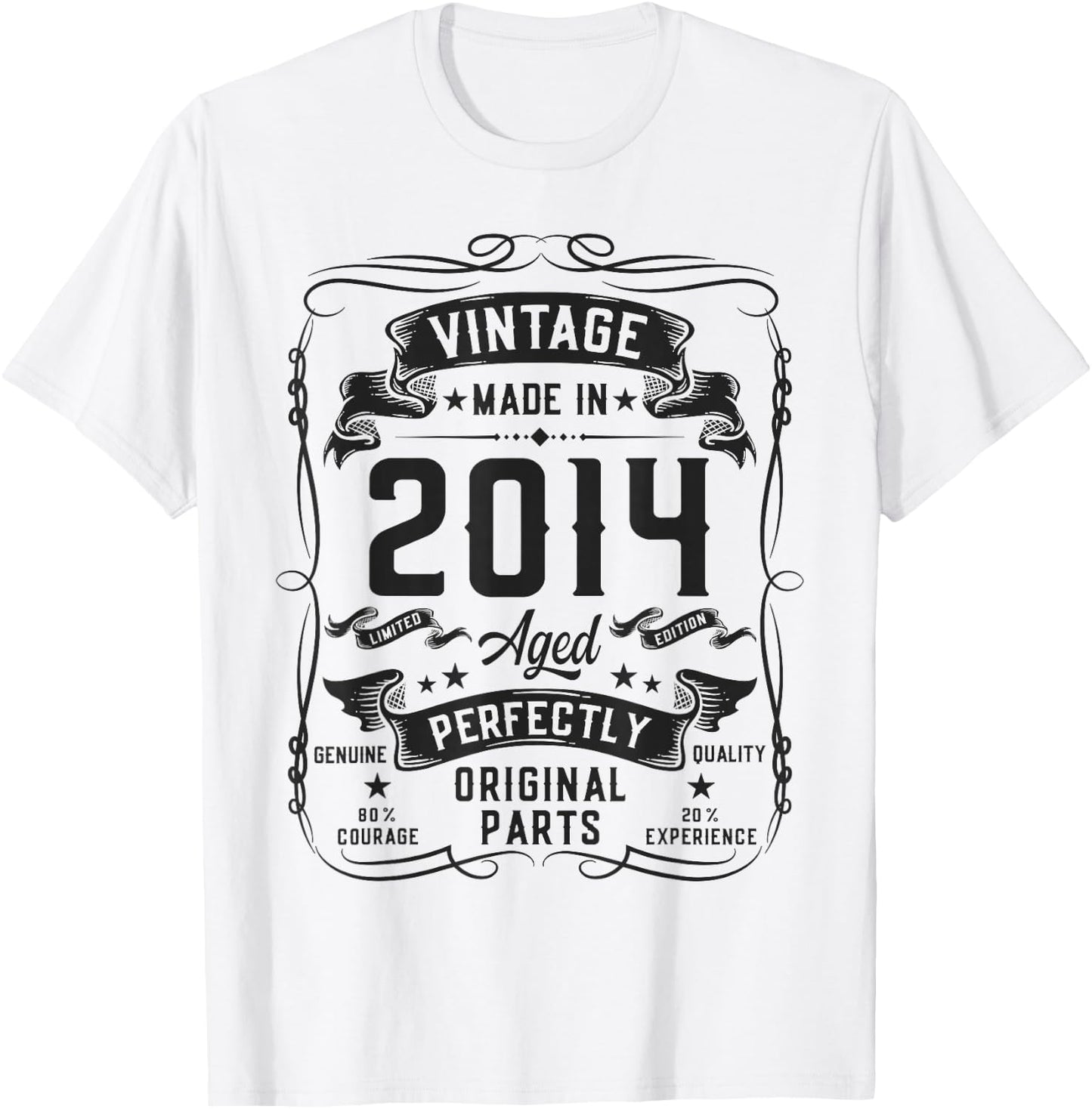 Vintage 2014 12yr 12th Birthday Gifts Boys Girls 12 Year Old T-Shirt - T-Shirt | White