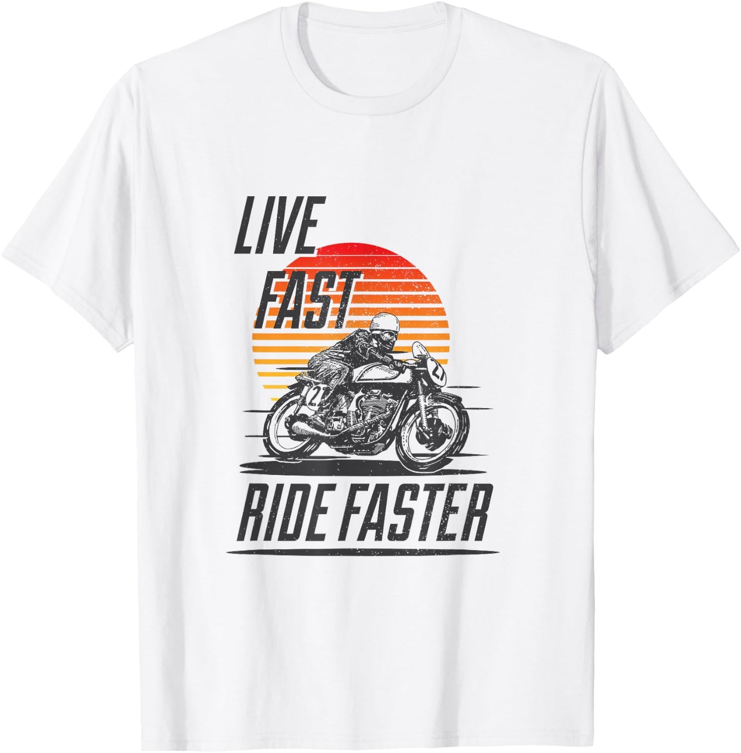 Live Fast Ride Faster - Vintage Motorcycle Riding T-Shirt - T-Shirt | White