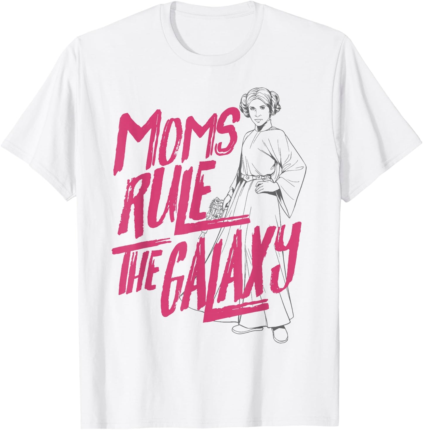 Star Wars Mother's Day Leia Line Art Moms Rule The Galaxy T-Shirt - T-Shirt | White