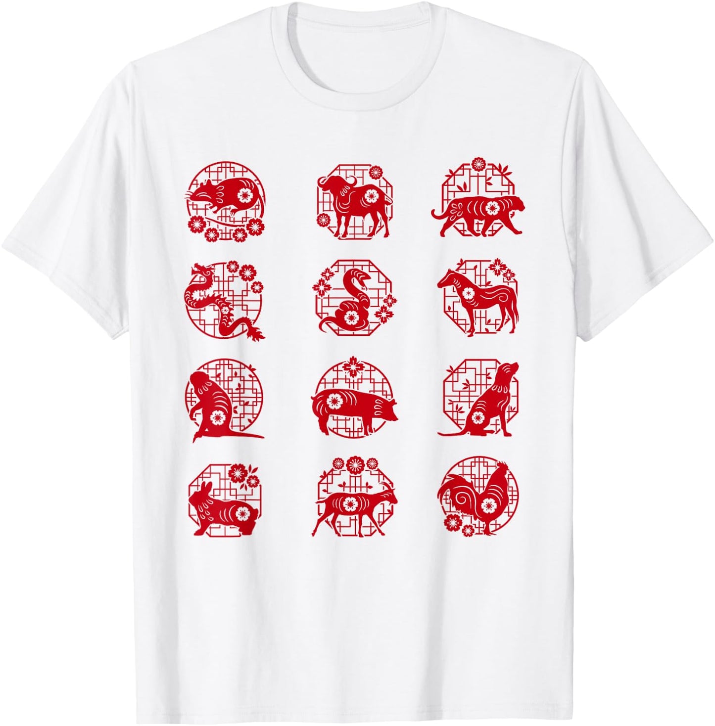 Chinese Zodiac Animal Signs Lunar Chinese New Year T-Shirt - T-Shirt | White