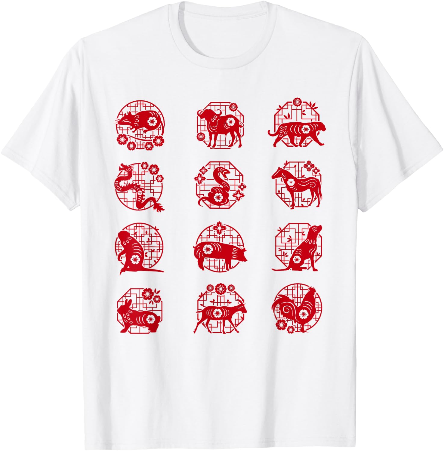Chinese Zodiac Animal Signs Lunar Chinese New Year T-Shirt - T-Shirt | White