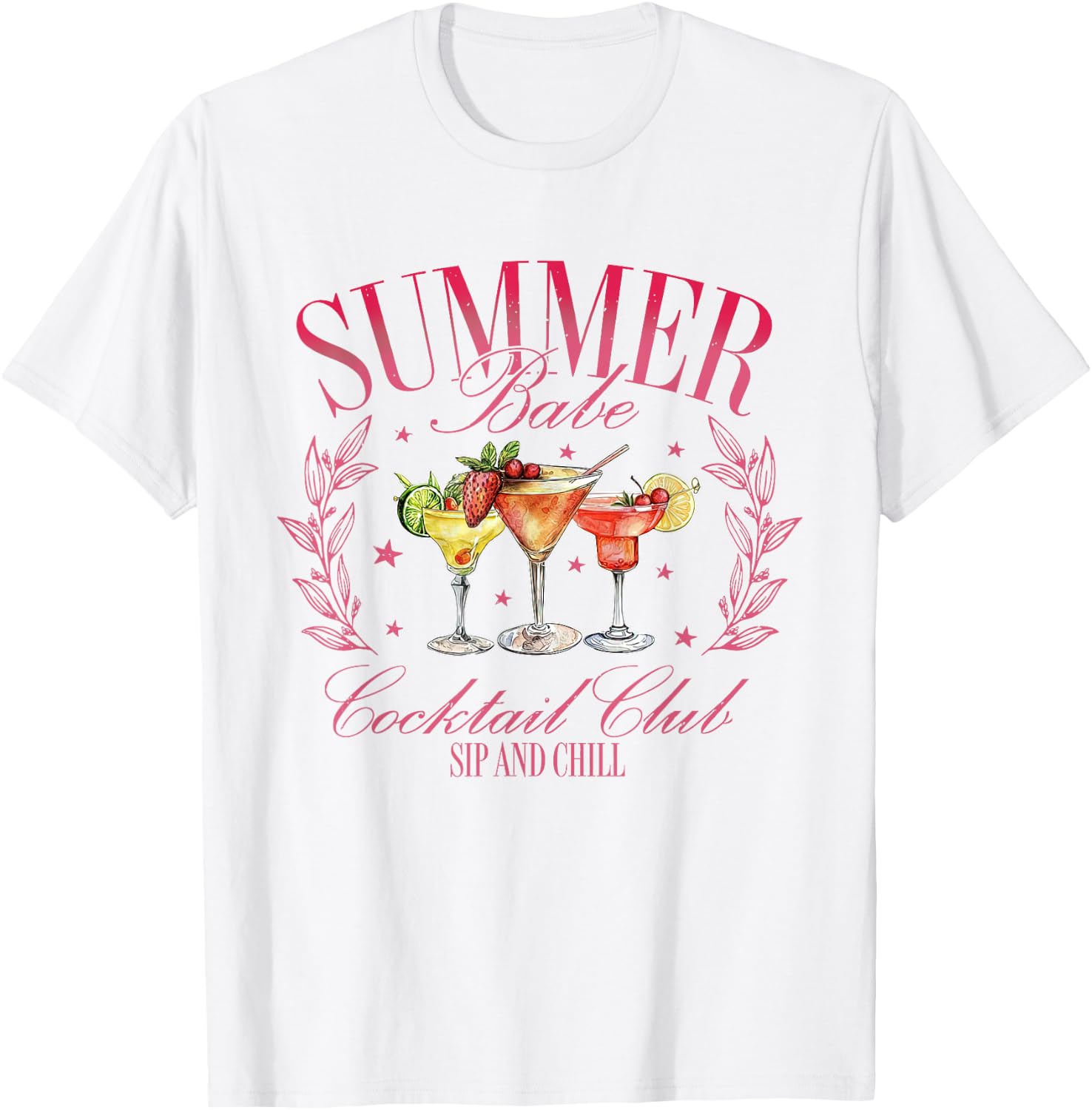 Vintage Retro Summer Babe Cocktail Club Drinking Lovers T-Shirt - T-Shirt | White