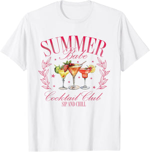 Vintage Retro Summer Babe Cocktail Club Drinking Lovers T-Shirt - T-Shirt | White