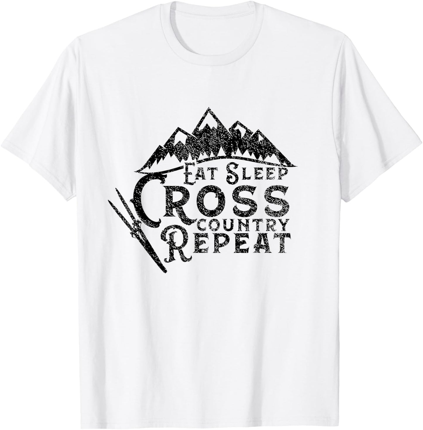 Eat Sleep Cross Country Repeat XC Skiing Cross-Country Ski T-Shirt - T-Shirt | White