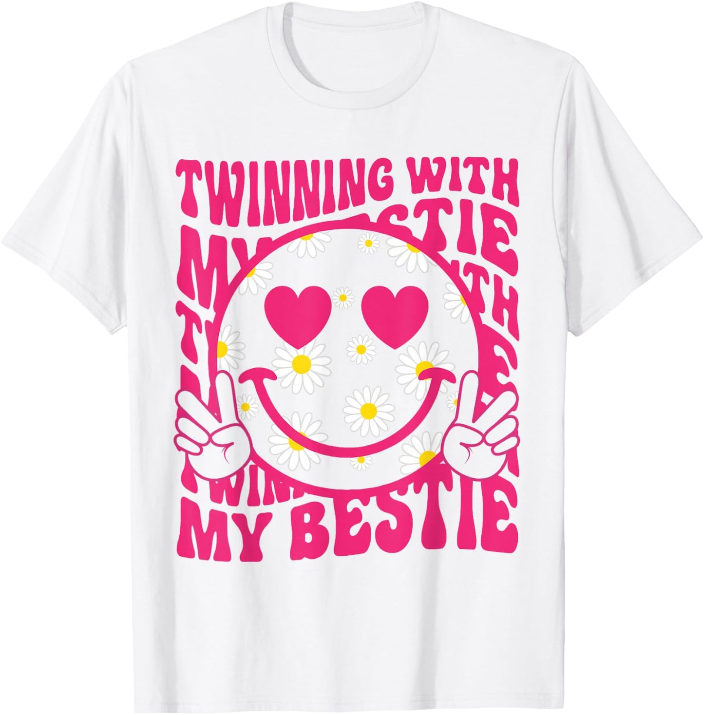 Twinning With My Bestie Spirit Week Twin Day Best Friend 70s T-Shirt - T-Shirt | White