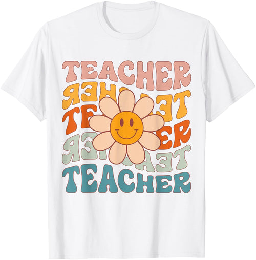 Retro Teacher Daisy Colorful - Elementary School Teacher