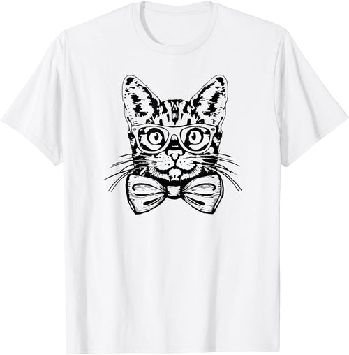 Hipster Cat Bowtie Glasses Pop Art Funny Cute Cat Lover Women Kids