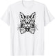Hipster Cat Bowtie Glasses Pop Art Funny Cute Cat Lover Women Kids T-Shirt - T-Shirt | White