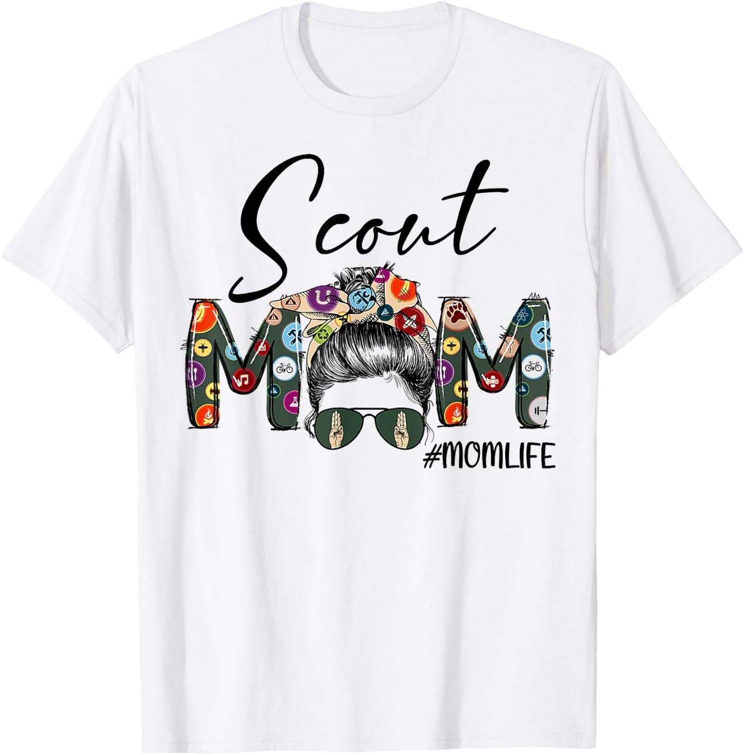 Scouting Scout Mom Life Messy Bun Hair Mother's Day T-Shirt - T-Shirt | White