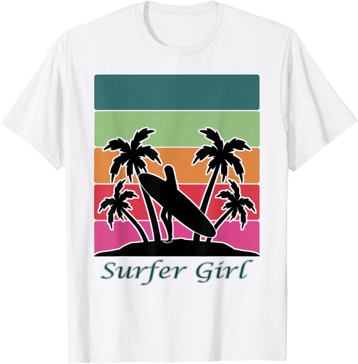 Surfer Girl, Girls Surfing T-Shirt - T-Shirt | White