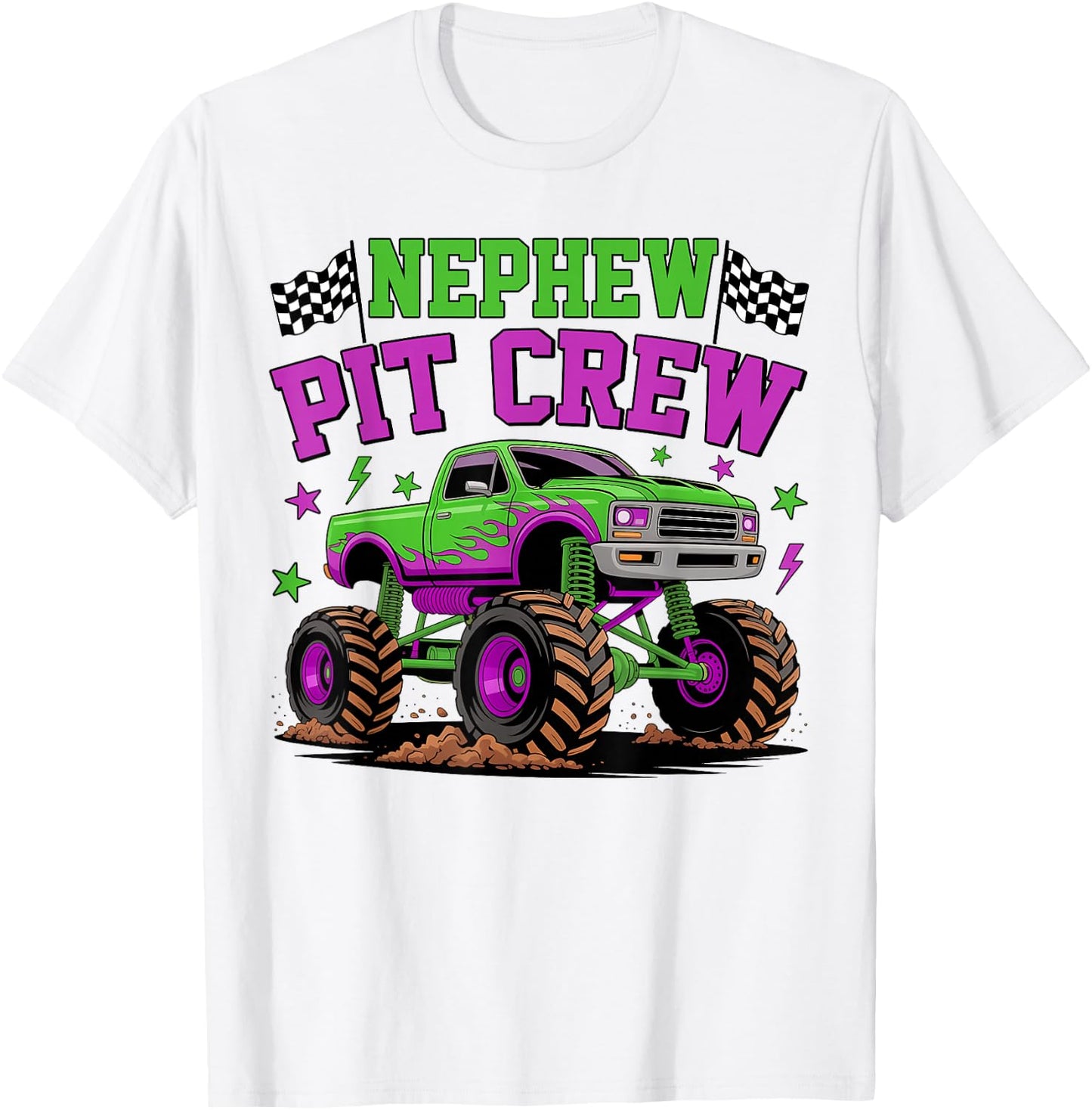 Nephew Pit Crew Monster Truck Birthday Matching Family T-Shirt - T-Shirt | White