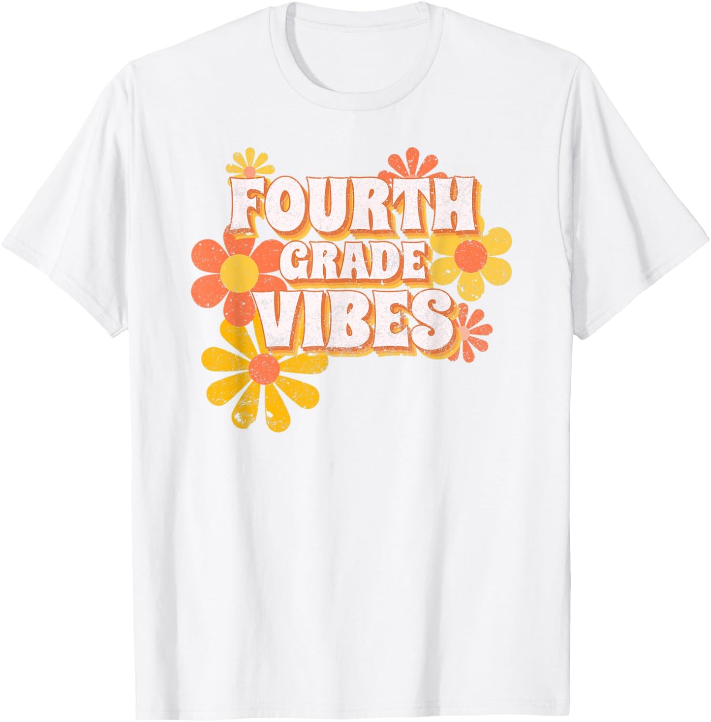 Fourth Grade Vibes Vintage Retro 4th grade Teacher Student T-Shirt - T-Shirt | White