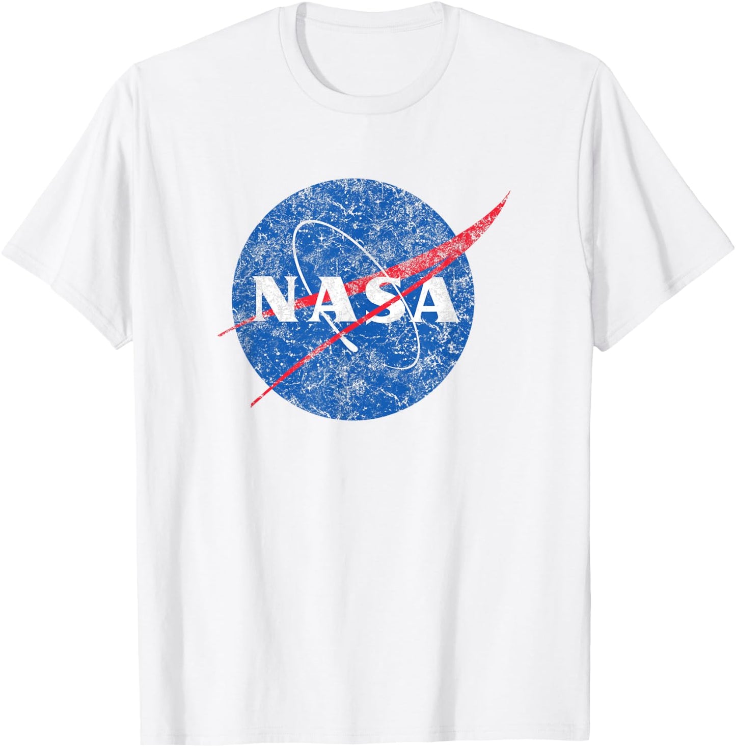 Officially Licensed NASA Meatball Logo Space Crew Distressed T-Shirt - T-Shirt | White
