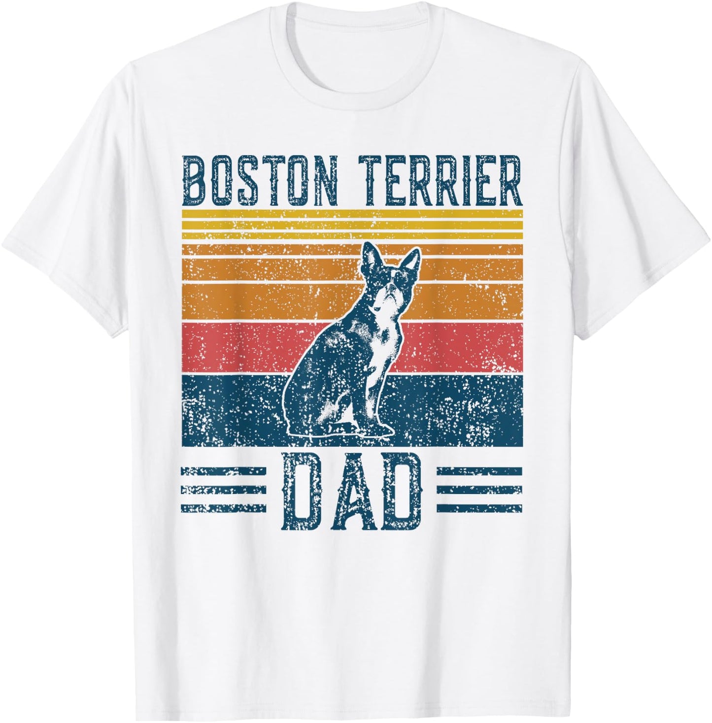 Dog Papa - Vintage Boston Terrier Dad Men Women T-Shirt - T-Shirt | White