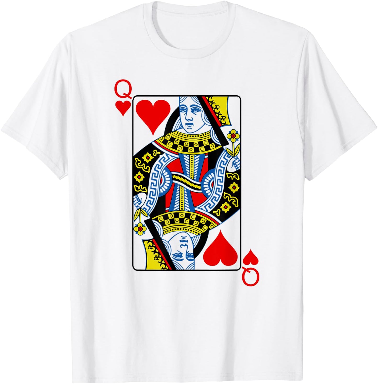 Queen Of Hearts Playing Cards Poker T-Shirt - T-Shirt | White