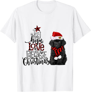 Joy Hope Love Peace Christmas Black Toy Poodle 2020 T-Shirt - T-Shirt | White