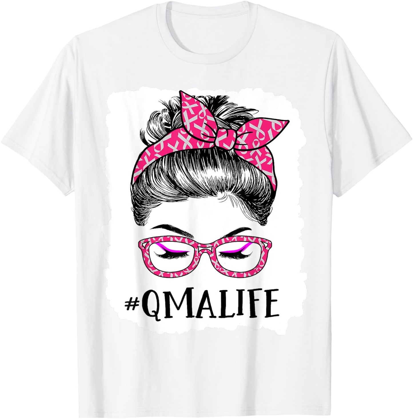QMA Qualified Medication Aide In October We Wear Pink T-Shirt - T-Shirt | White
