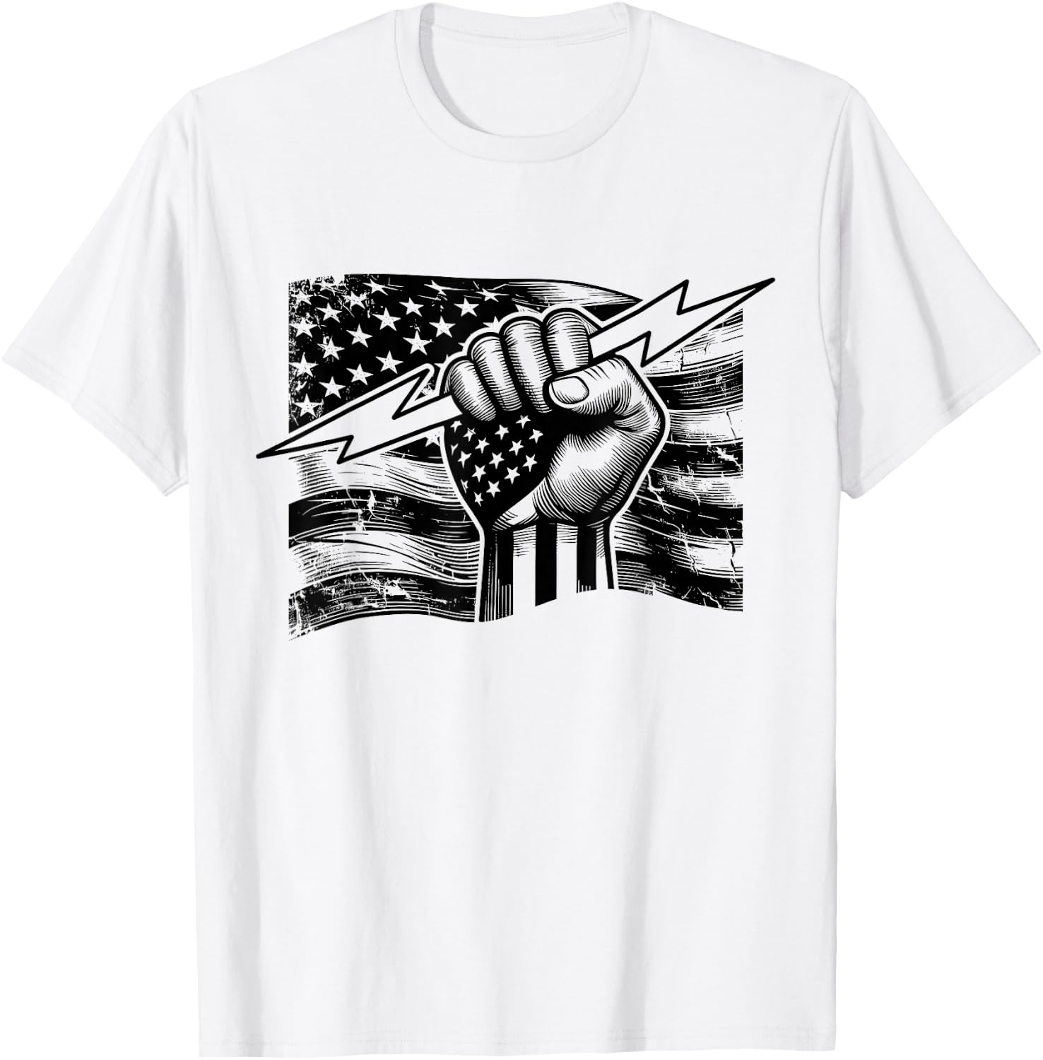 Electrician hero USA flag electrical worker lineman T-Shirt - T-Shirt | White