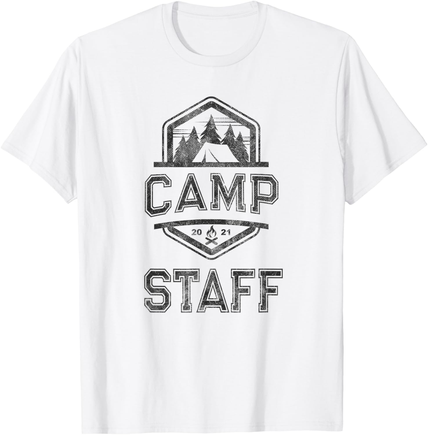 Vintage CAMP STAFF Campground Crew Campsite Team Camping T-Shirt - T-Shirt | White
