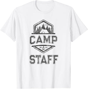 Vintage CAMP STAFF Campground Crew Campsite Team Camping T-Shirt - T-Shirt | White