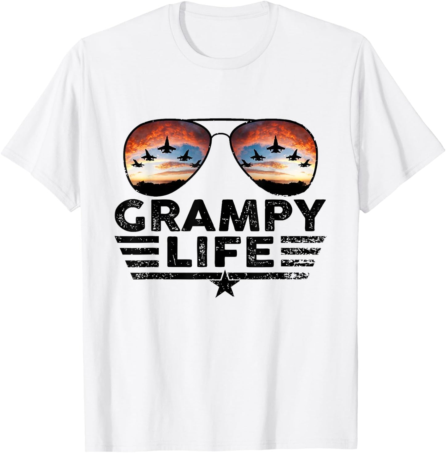 Pilot Grampy Shirt, Cool Grampy Pilot Sunglasses T-Shirt - T-Shirt | White