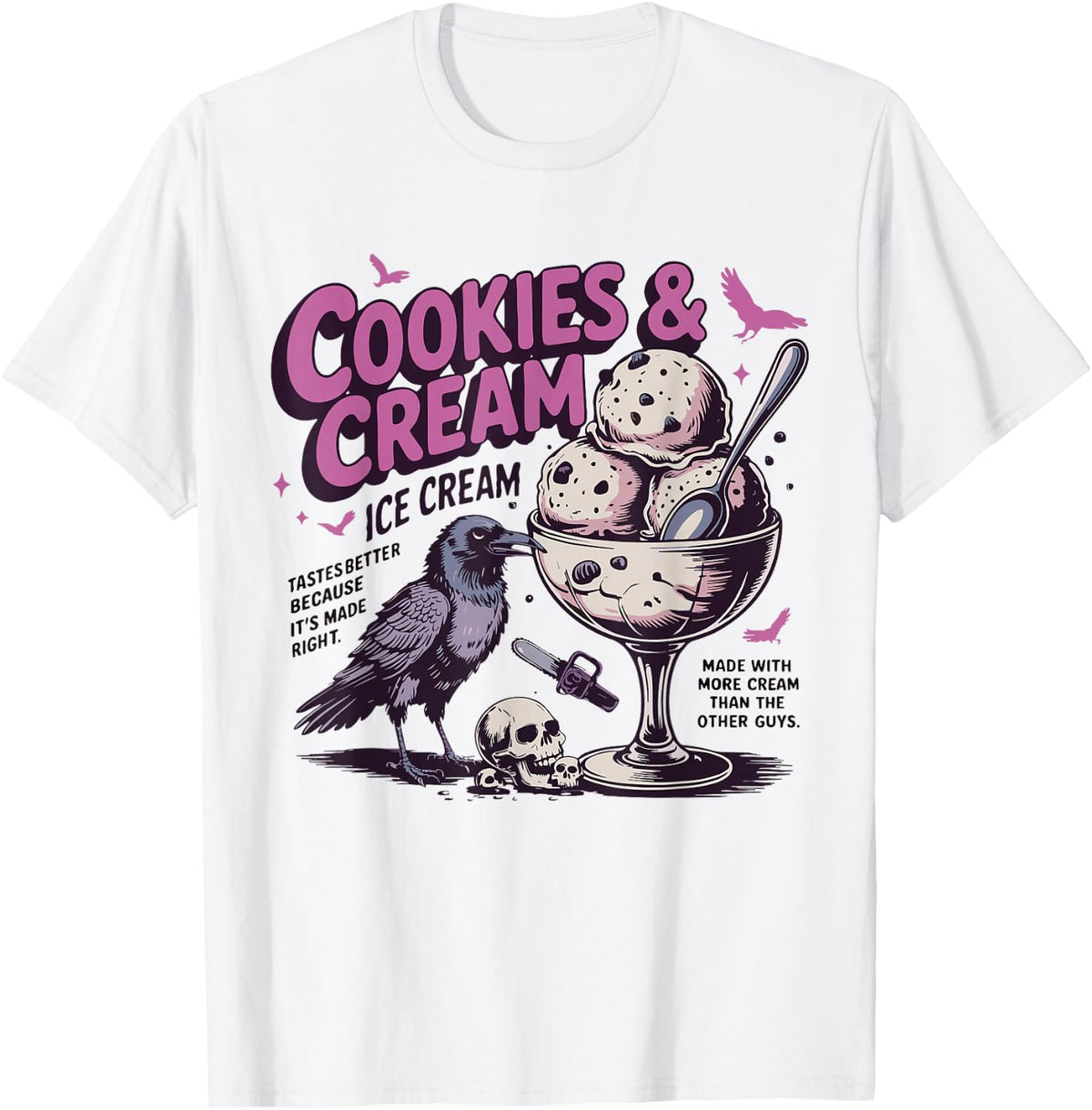 Cookie & Cream Ice Cream Butcher and Blackbird Book Lover T-Shirt - T-Shirt | White
