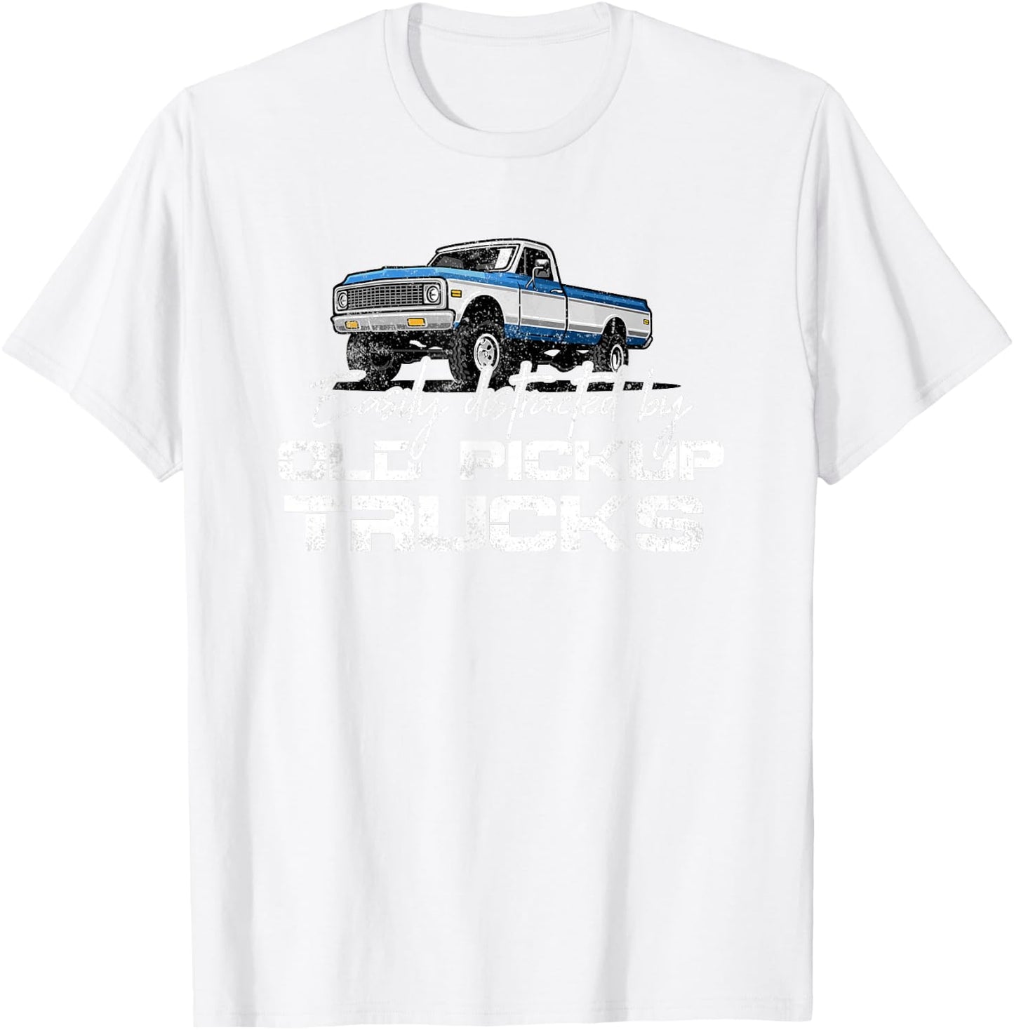 Easily Distracted By Old Pickup Trucks Shirt Retro T-Shirt - T-Shirt | White
