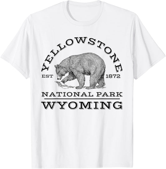 Yellowstone National Park Bear Wyoming Hike Outdoors T-Shirt - T-Shirt | White