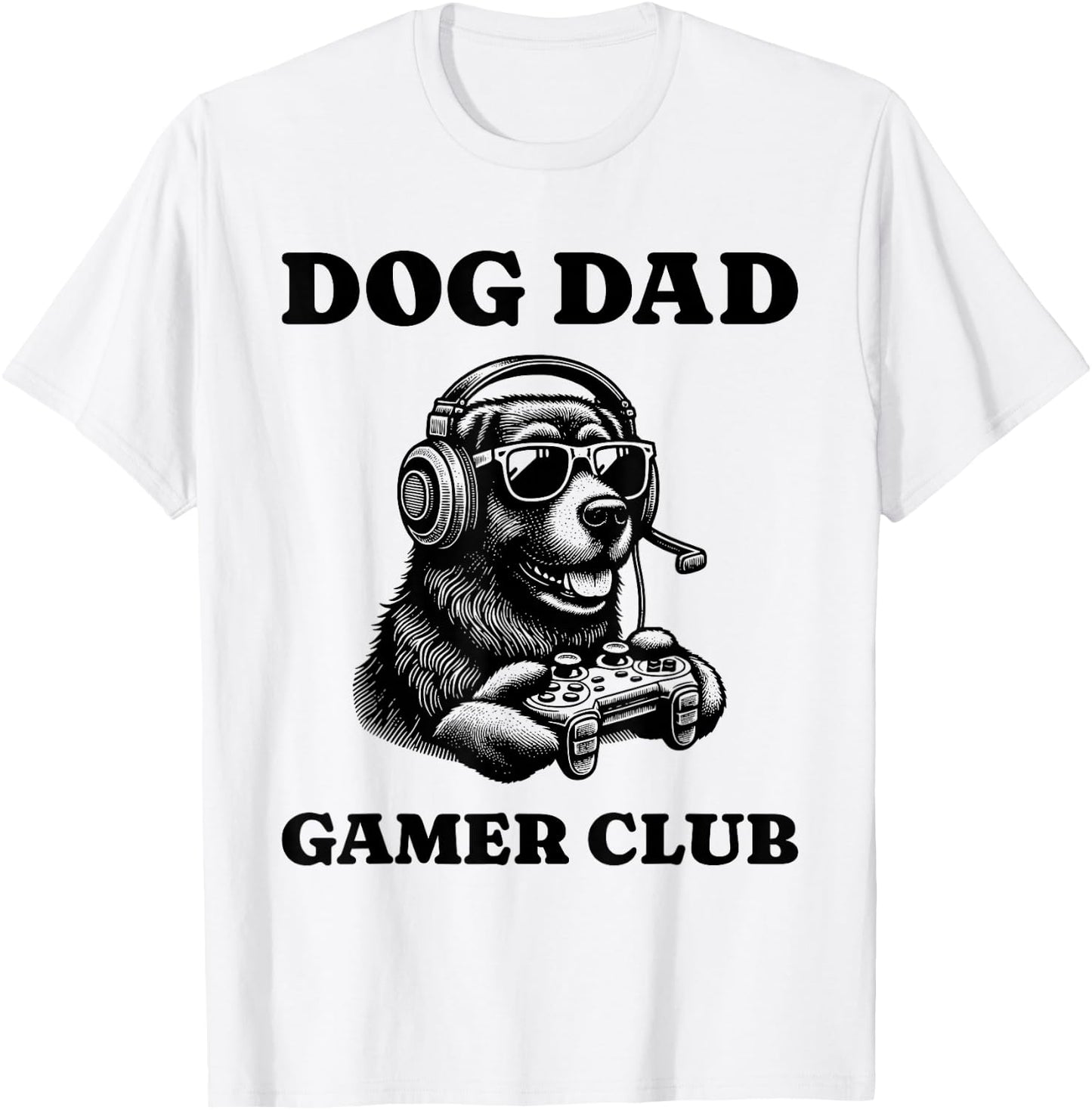 Dog Dad Gamer Club Video Games Player T-Shirt - T-Shirt | White