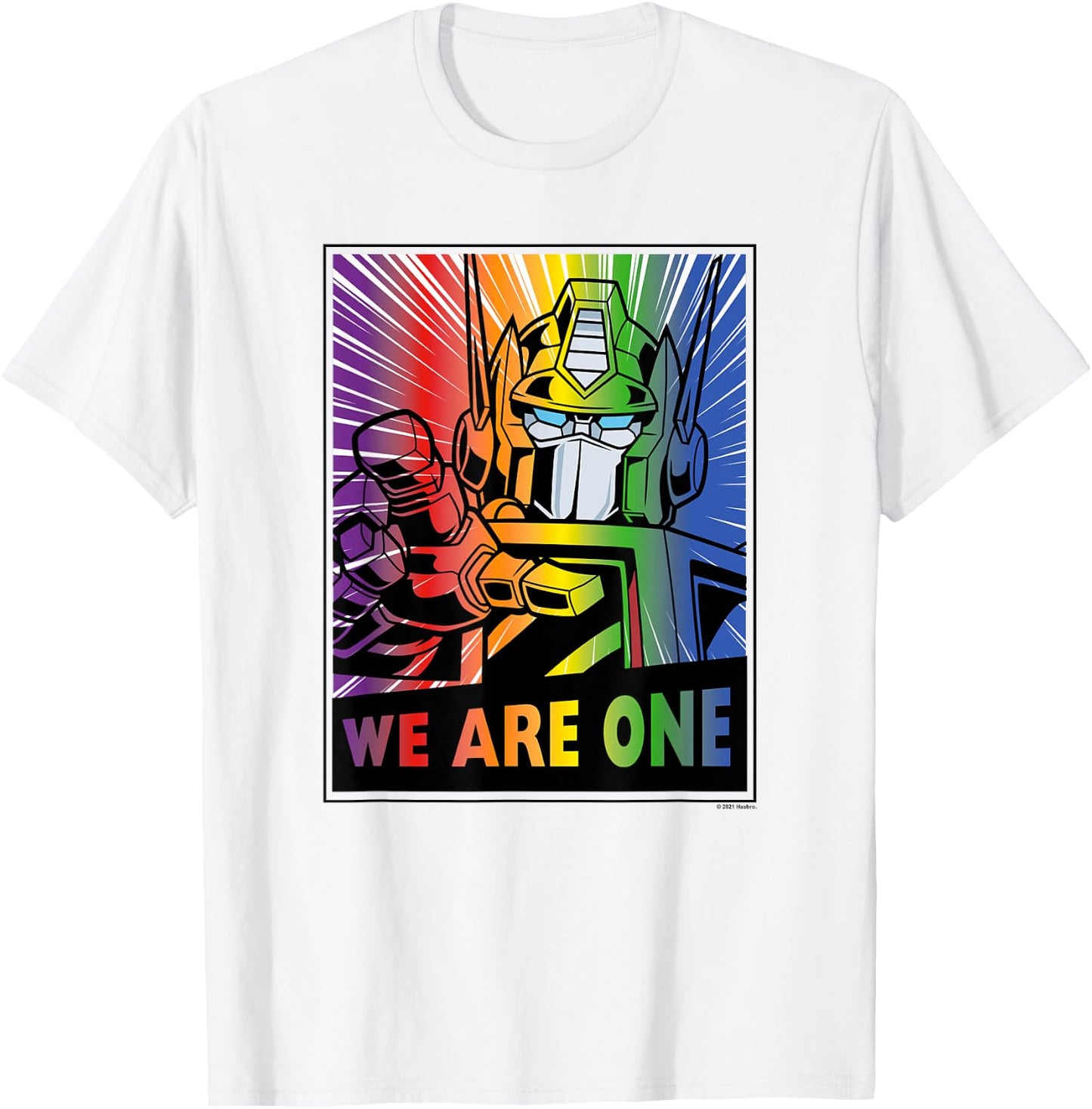 Transformers Pride Rainbow Optimus Prime We Are One T-Shirt - T-Shirt | White