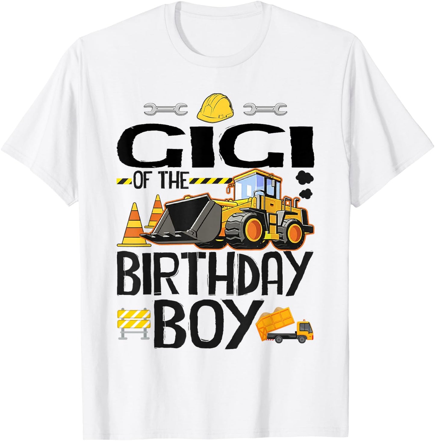 Gigi of The Birthday Boy Construction Excavator Family T-Shirt - T-Shirt | White