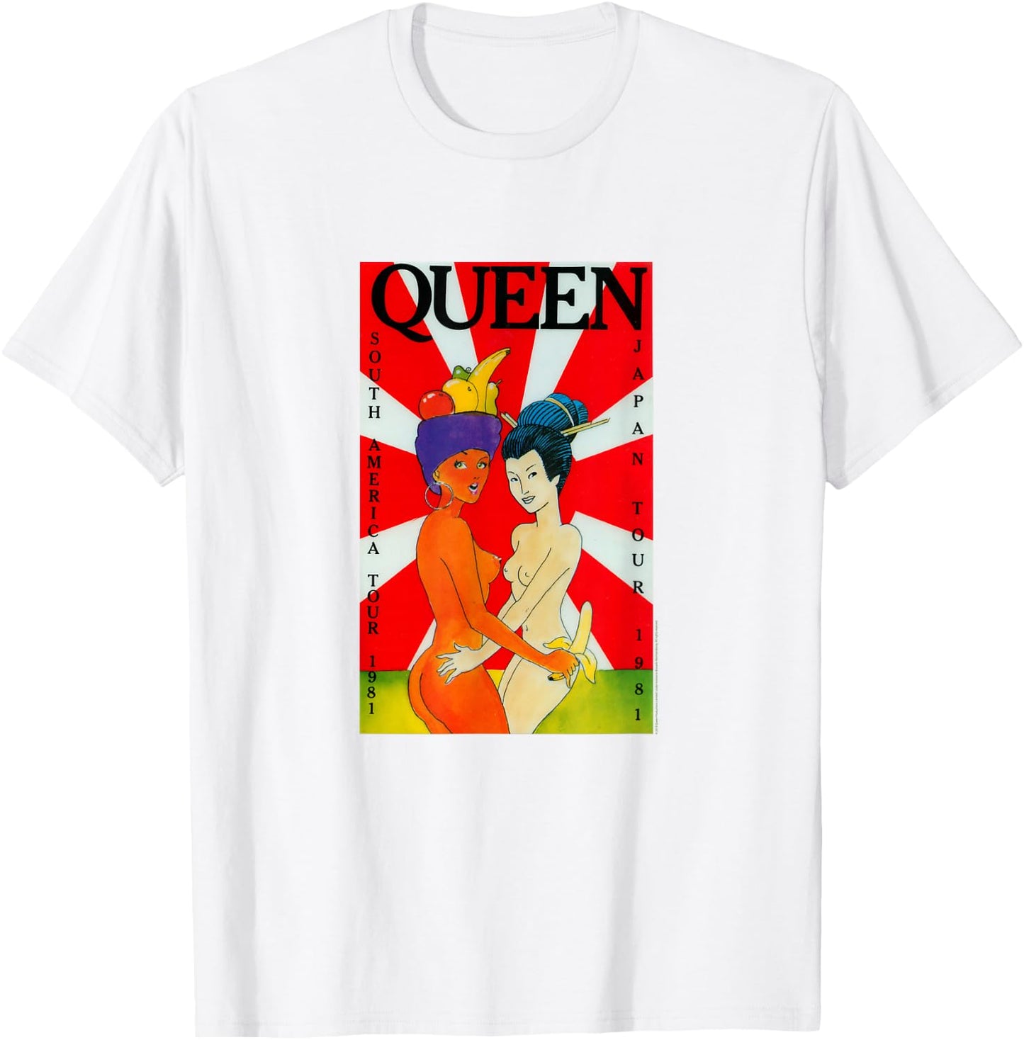 Queen Official South America Japan Tour 1981 T-Shirt - T-Shirt | White