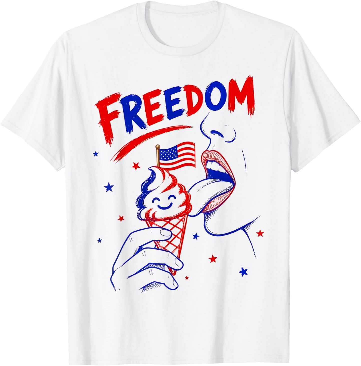 I Love The Taste of Freedom 4th July Patriotic Cream Couple T-Shirt - T-Shirt | White