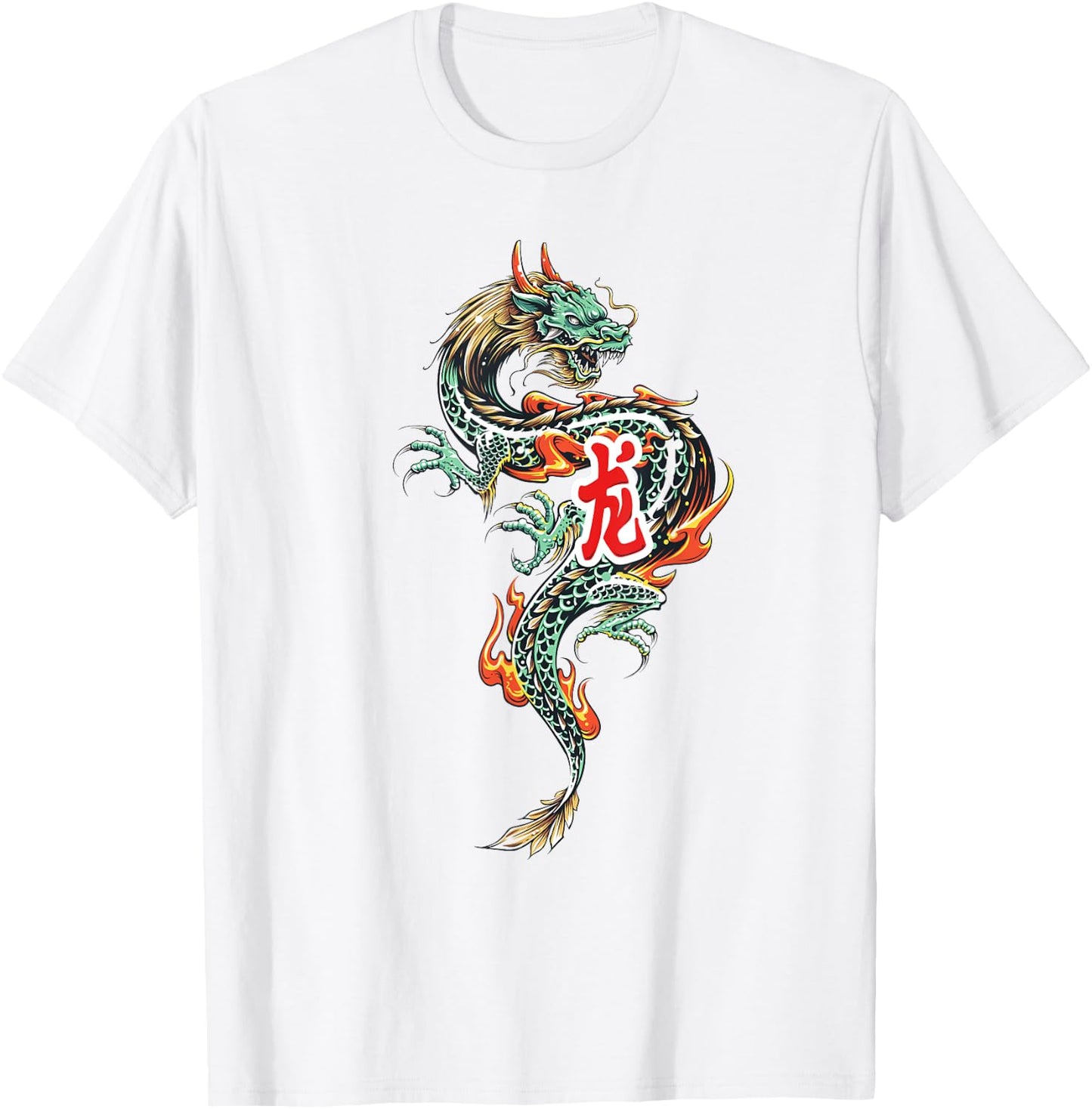 Tokyo Dragon Asian Neon retro 80’s Japanese Dragon Hawaiian T-Shirt - T-Shirt | White