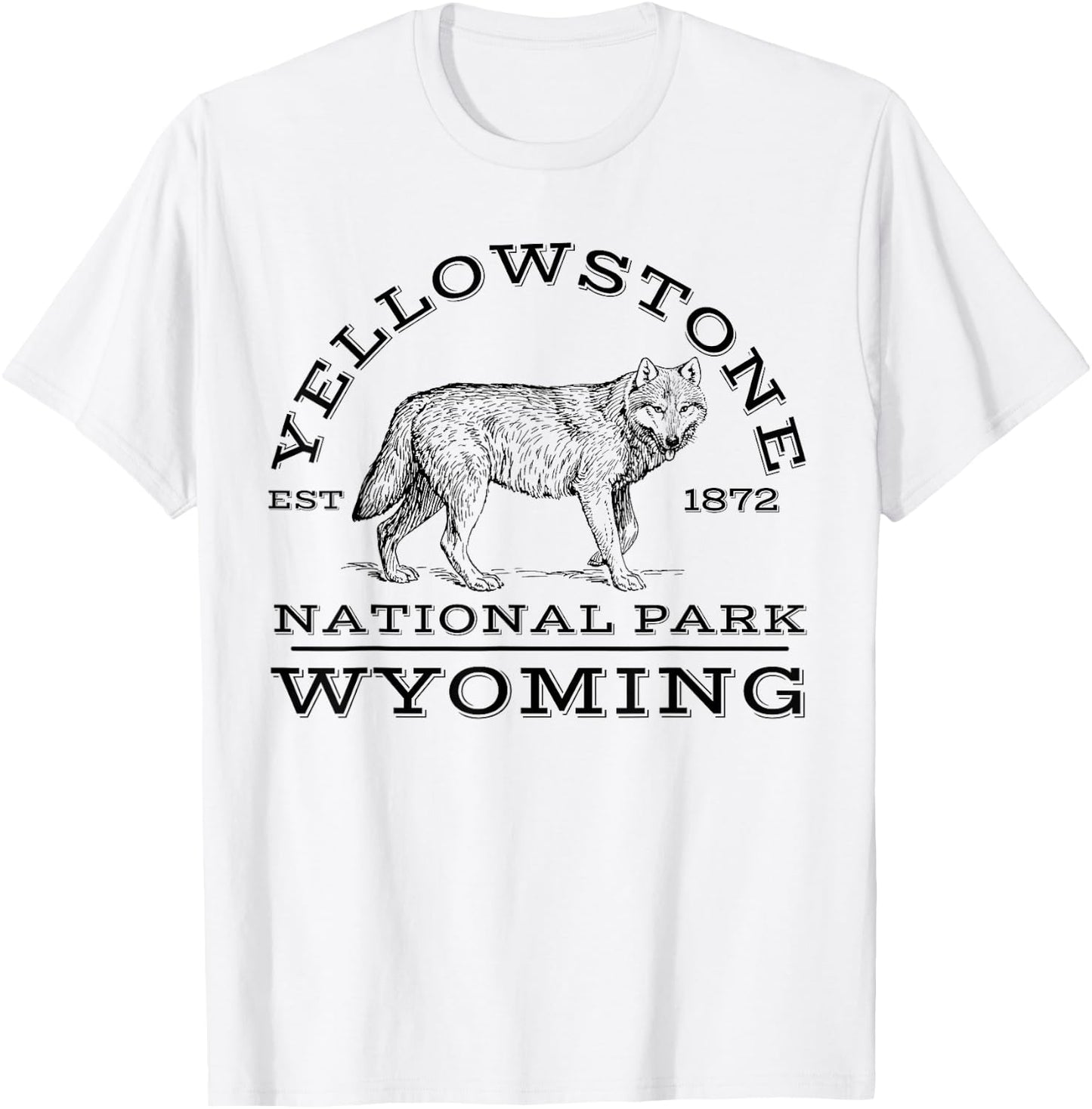 Yellowstone National Park Wolf Wyoming Hike Outdoors T-Shirt - T-Shirt | White