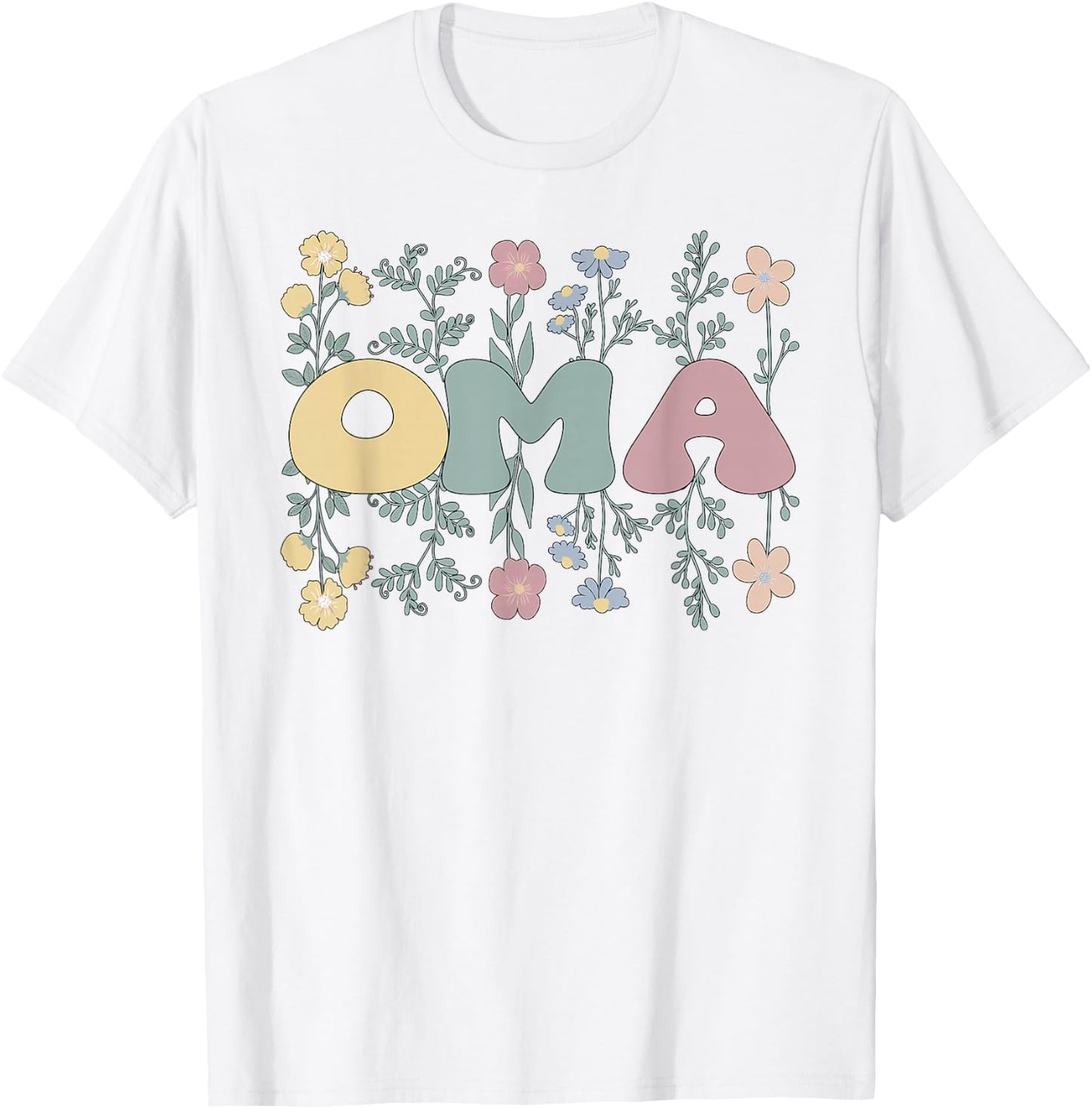 Groovy Oma Grandmother Flowers Oma Grandma T-Shirt - T-Shirt | White