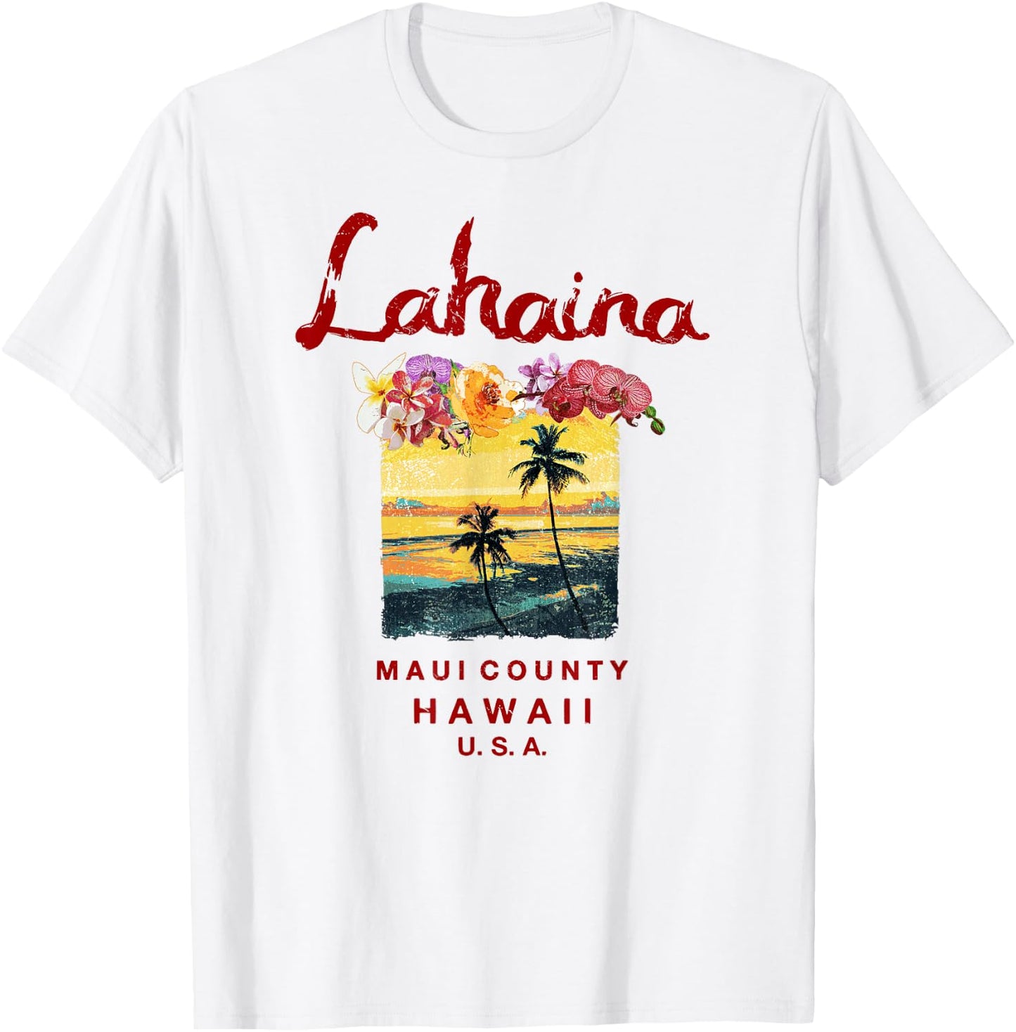 Hawaii Lahaina Maui Vintage Hawaiian T-Shirt - T-Shirt | White