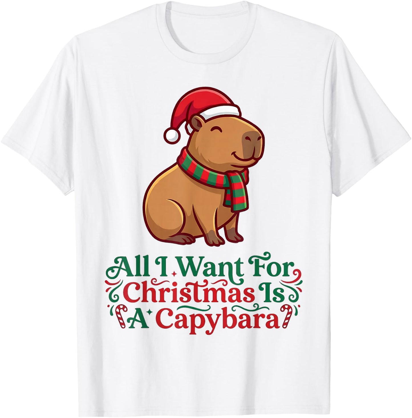 Christmas Capybara Ugly Sweater T-Shirt - T-Shirt | White