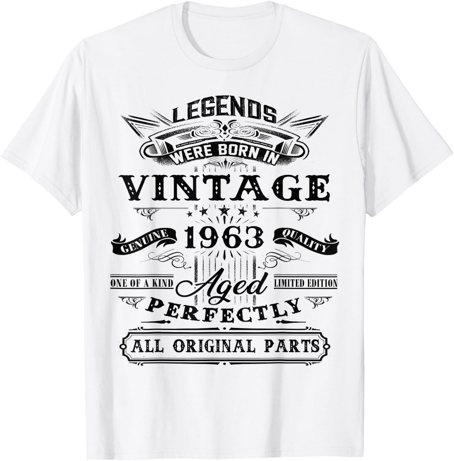 62nd Birthday Gift Legends Born 1963 62 Yrs Old Vintage T-Shirt - T-Shirt | White