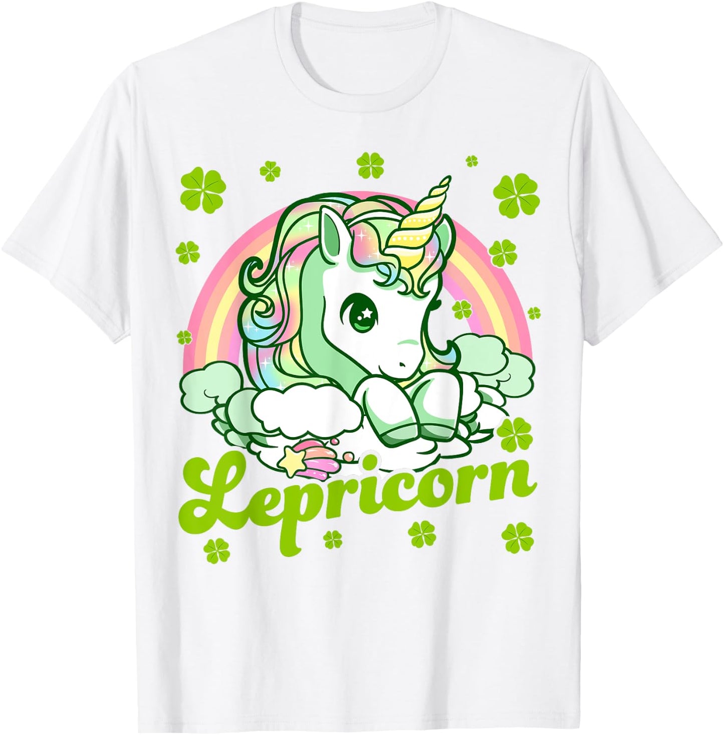 Lepricorn Rainbow St Patricks Day Unicorn Girls Kids Teacher T-Shirt - T-Shirt | White